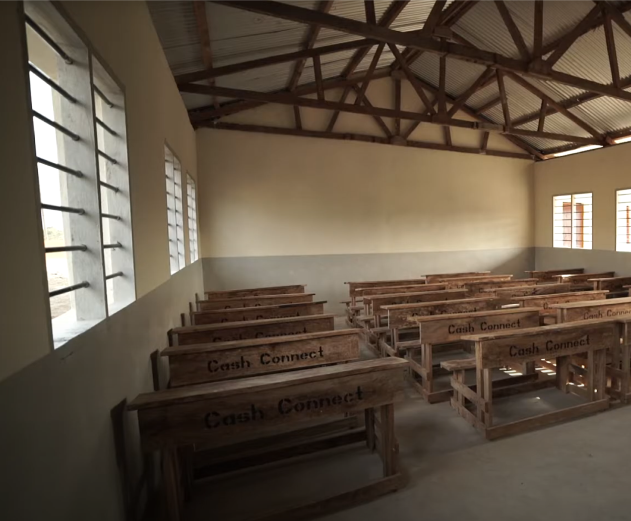 School and desks built by villagers and donated by non profit